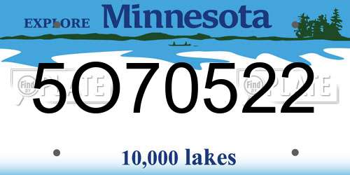 5O70522 Minnesota License Plate