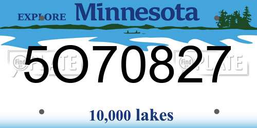 5O70827 Minnesota License Plate