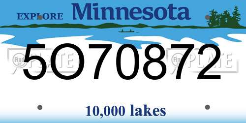 5O70872 Minnesota License Plate