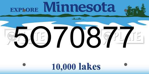 5O70877 Minnesota License Plate