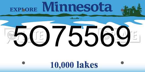 5O75569 Minnesota License Plate
