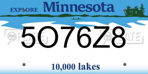 5O76Z8 Minnesota License Plate