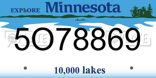 5O78869 Minnesota License Plate