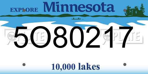 5O80217 Minnesota License Plate