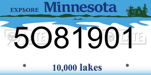 5O81901 Minnesota License Plate
