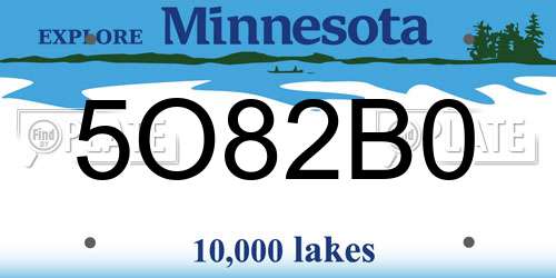 5O82B0 Minnesota License Plate
