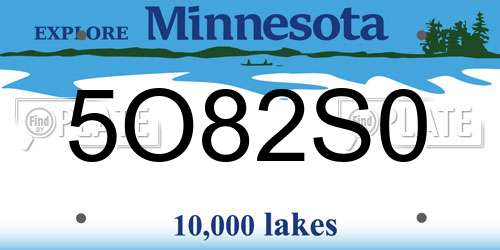 5O82S0 Minnesota License Plate