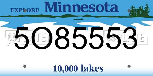 5O85553 Minnesota License Plate