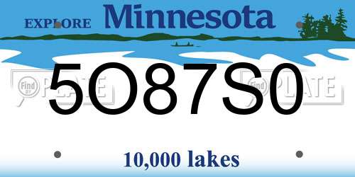 5O87S0 Minnesota License Plate