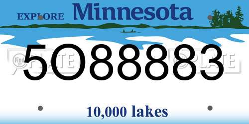 5O88883 Minnesota License Plate