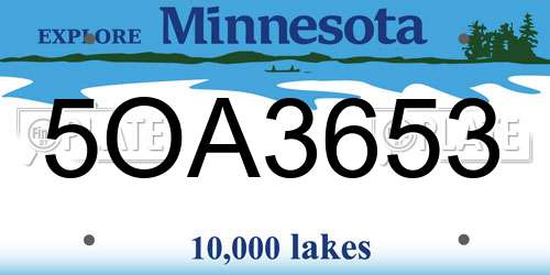5OA3653 Minnesota License Plate