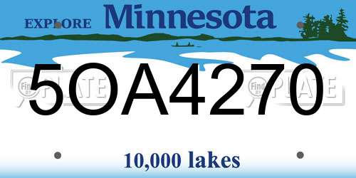 5OA4270 Minnesota License Plate
