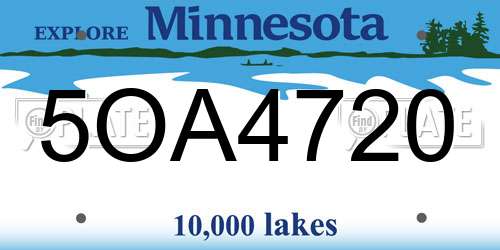 5OA4720 Minnesota License Plate