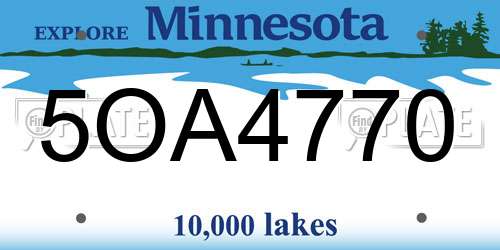 5OA4770 Minnesota License Plate