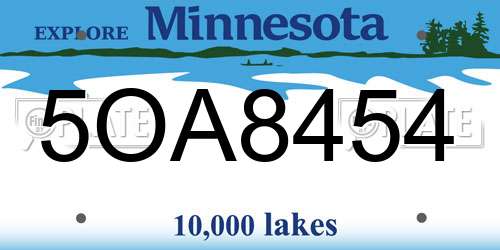 5OA8454 Minnesota License Plate