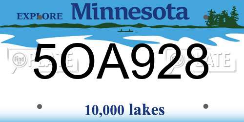 5OA928 Minnesota License Plate