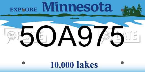 5OA975 Minnesota License Plate