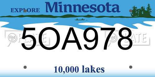 5OA978 Minnesota License Plate