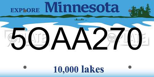 5OAA270 Minnesota License Plate