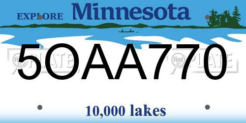 5OAA770 Minnesota License Plate