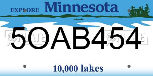 5OAB454 Minnesota License Plate