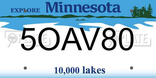 5OAV80 Minnesota License Plate