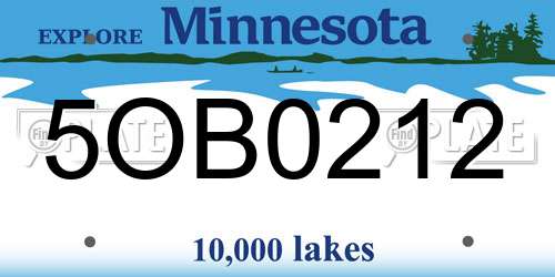 5OB0212 Minnesota License Plate