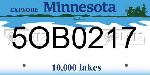 5OB0217 Minnesota License Plate