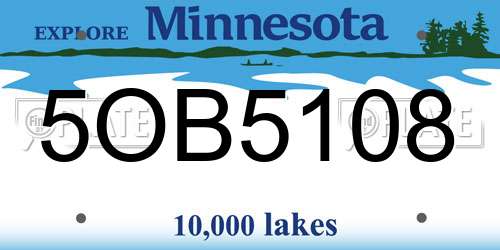 5OB5108 Minnesota License Plate