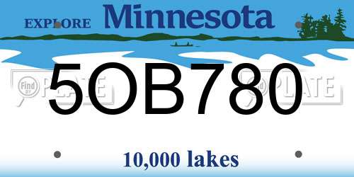5OB780 Minnesota License Plate