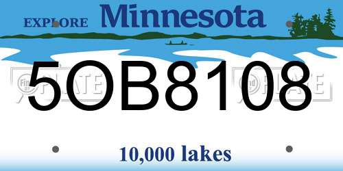 5OB8108 Minnesota License Plate