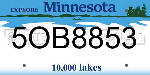 5OB8853 Minnesota License Plate