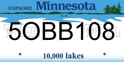 5OBB108 Minnesota License Plate