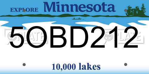 5OBD212 Minnesota License Plate