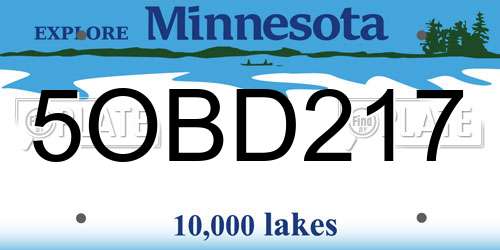 5OBD217 Minnesota License Plate