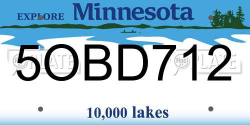 5OBD712 Minnesota License Plate