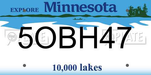 5OBH47 Minnesota License Plate
