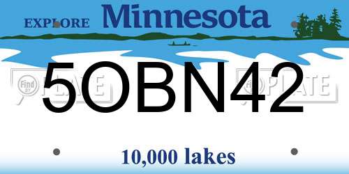 5OBN42 Minnesota License Plate
