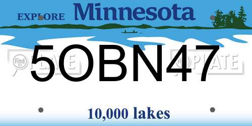 5OBN47 Minnesota License Plate