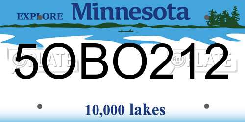 5OBO212 Minnesota License Plate