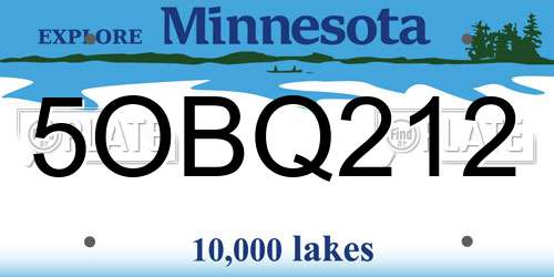 5OBQ212 Minnesota License Plate