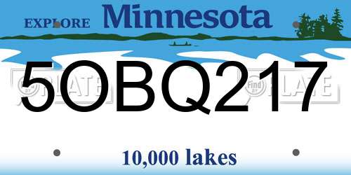 5OBQ217 Minnesota License Plate