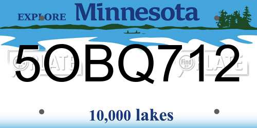 5OBQ712 Minnesota License Plate