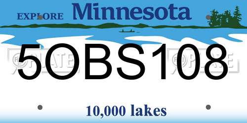 5OBS108 Minnesota License Plate