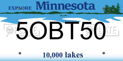 5OBT50 Minnesota License Plate