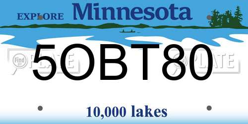 5OBT80 Minnesota License Plate