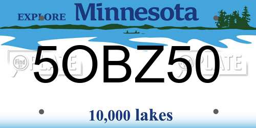 5OBZ50 Minnesota License Plate