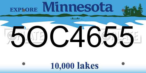 5OC4655 Minnesota License Plate