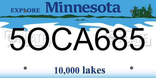 5OCA685 Minnesota License Plate
