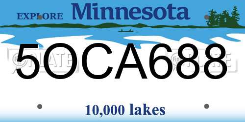 5OCA688 Minnesota License Plate